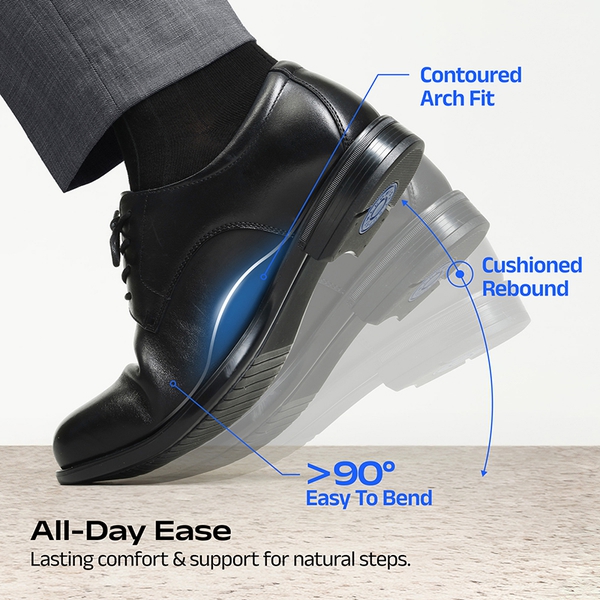 Full-Grain Leather Upper Men's Oxfords Shoes - BLACK - 2