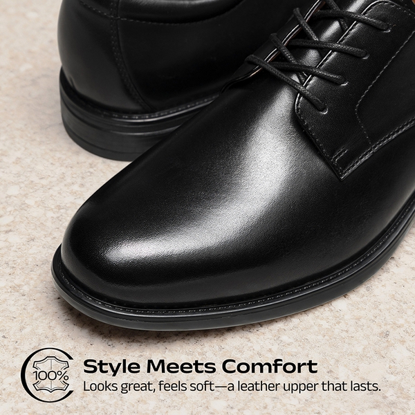 Full-Grain Leather Upper Men's Oxfords Shoes - BLACK - 1