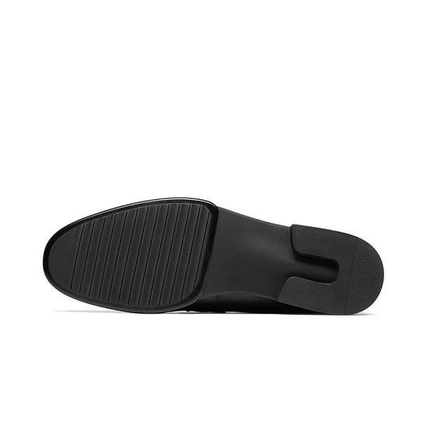 Men's Classic Leather Dress Loafers - BLACK/WHITE - 2