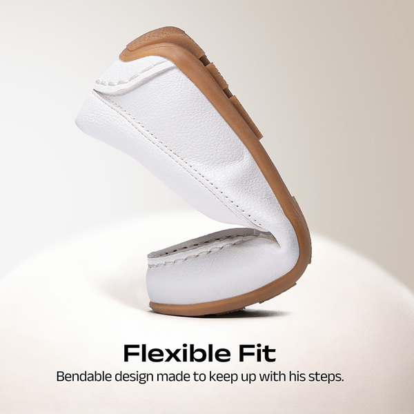 Boy's Dress Shoes,Slip-On Penny Loafers - WHITE - 5