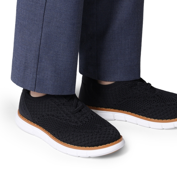 Boy's Mesh Dress Casual Oxford Sneaker - BLACK - 2