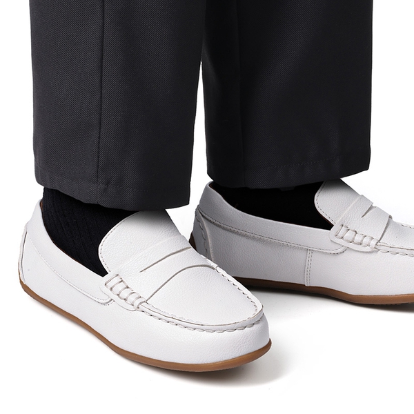 Boy's Dress Shoes,Slip-On Penny Loafers - WHITE - 3