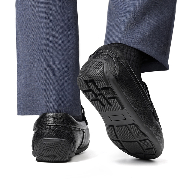 Boy's Casual Moccasin Style Slip-On Penny Loafers  - BLACK - 4