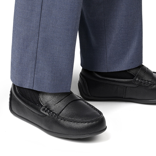 Boy's Casual Moccasin Style Slip-On Penny Loafers  - BLACK - 3