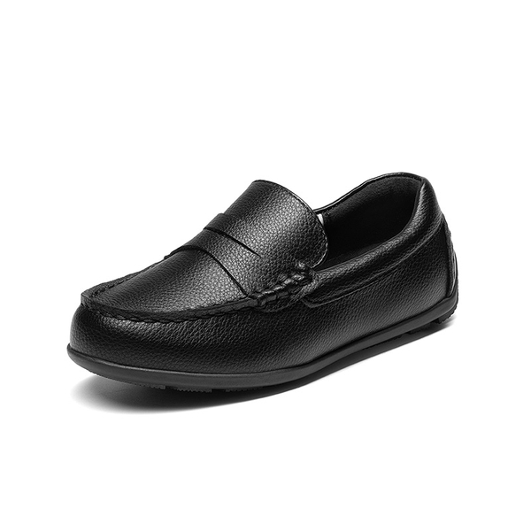 Boy's Casual Moccasin Style Slip-On Penny Loafers  - BLACK -  0