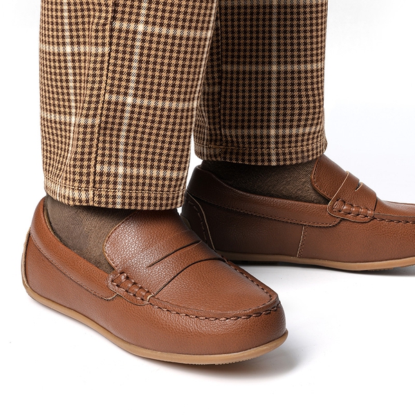 Boy's Dress Shoes,Slip-On Penny Loafers - BROWN - 3
