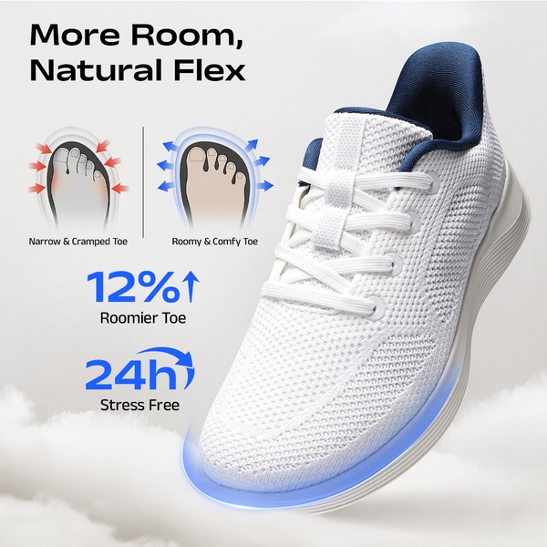 Men's Hands Free Slip-on Rommy Toe Comfortable Casual Sneakers - WHITE - 2