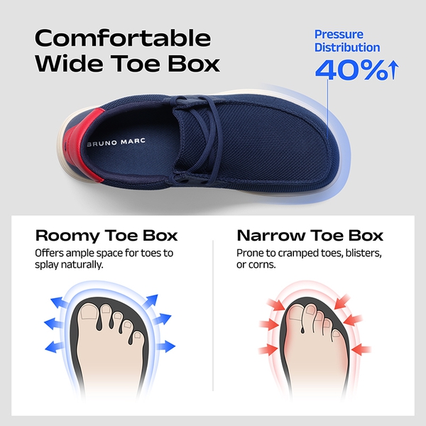 Men's Wide Toe Box Arch Support Loafers - DARK BLUE - 1