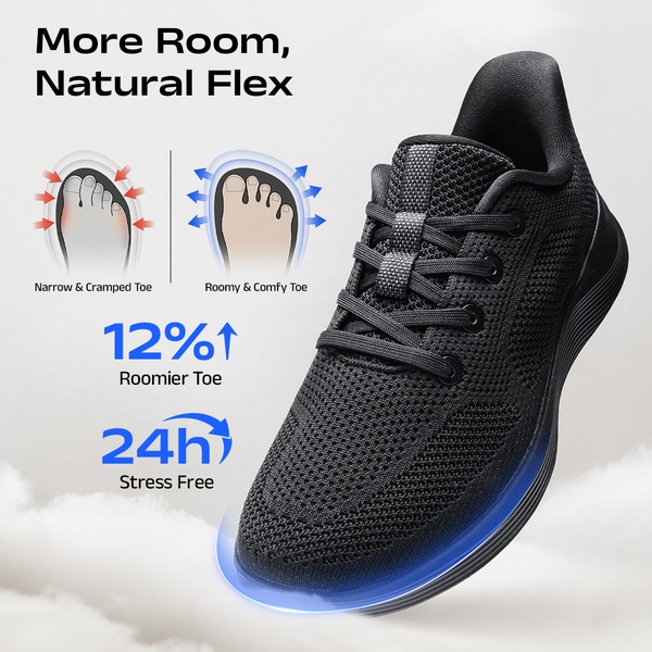 Men's Hands Free Slip-on Roomy Toe Comfortable Casual Sneakers - ALL BLACK - 2