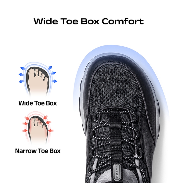 Men's Waterproof Wide Toe Box Slip-on Sneakers - BLACK - 5