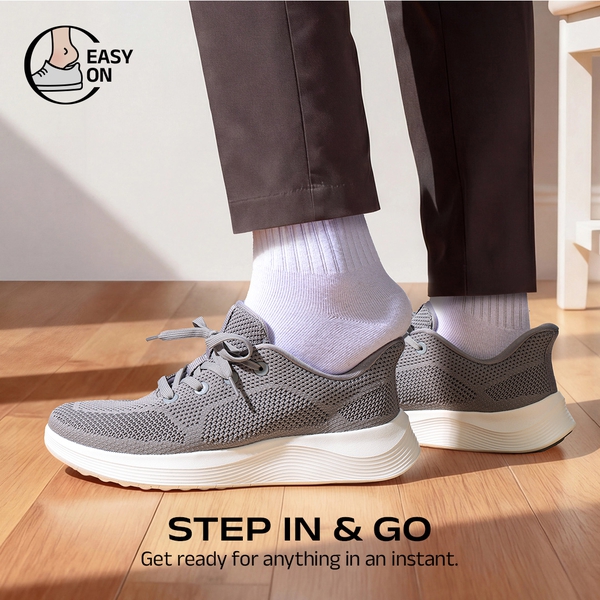 Men's Hands Free Slip-on Roomy Toe Comfortable Casual Sneakers - GREY - 1