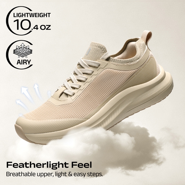 Men's Non Slip Lightweight Cushion Mesh Sneakers - SAND - 5