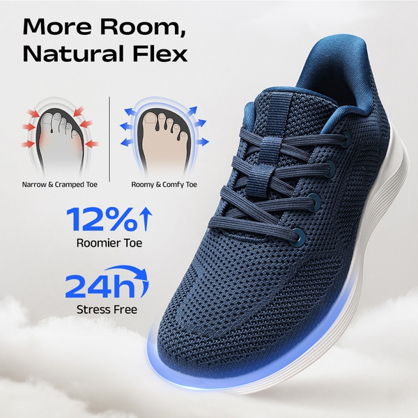 Men's Hands Free Slip-on Roomy Toe Comfortable Casual Sneakers - DARK BLUE - 2