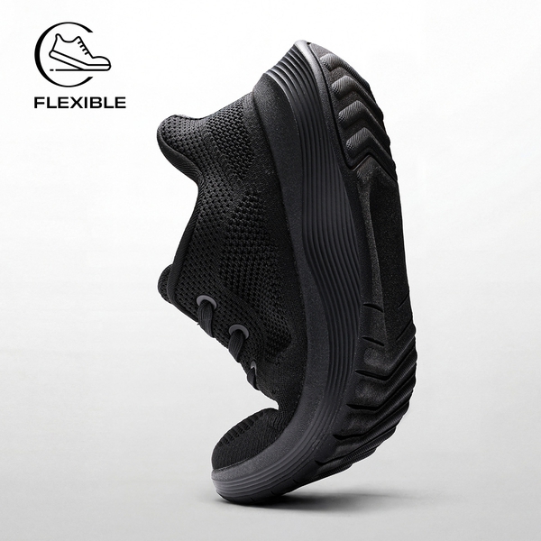 Men's Hands Free Slip-on Roomy Toe Comfortable Casual Sneakers - ALL BLACK - 3