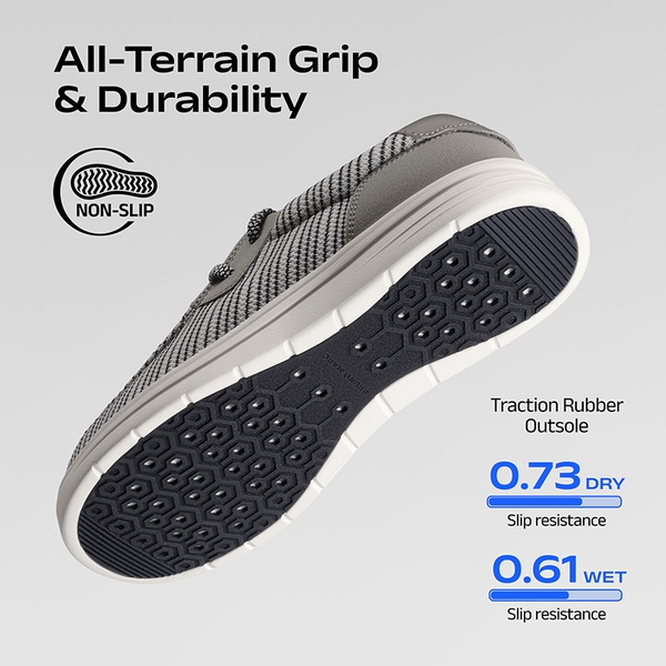 Men's Wide Toe Box Arch Support Loafers - LIGHT GREY - 4