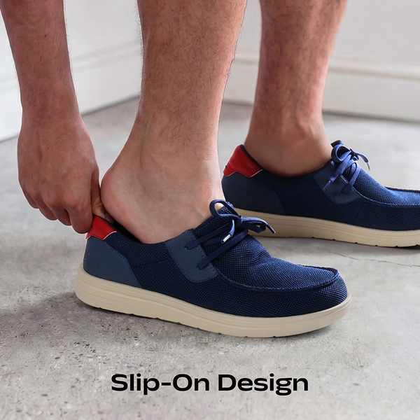 Men's Wide Toe Box Arch Support Loafers - DARK BLUE - 3