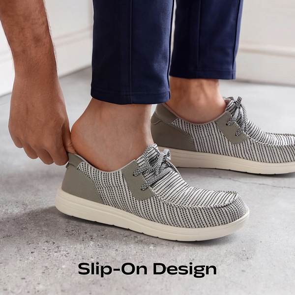 Men's Wide Toe Box Arch Support Loafers - LIGHT GREY - 3