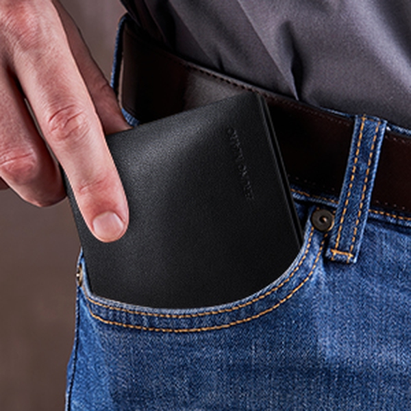 Men's Microfiber Leather Bifold Wallet - BLACK - 2