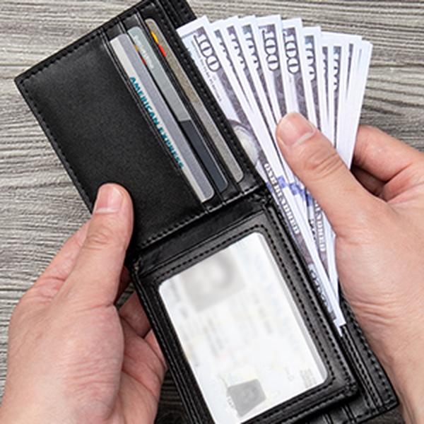 Men's Microfiber Leather Bifold Wallet - BLACK - 3
