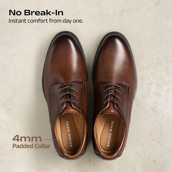 Men's Full-Grain Leather Upper Oxfords - BROWN - 3