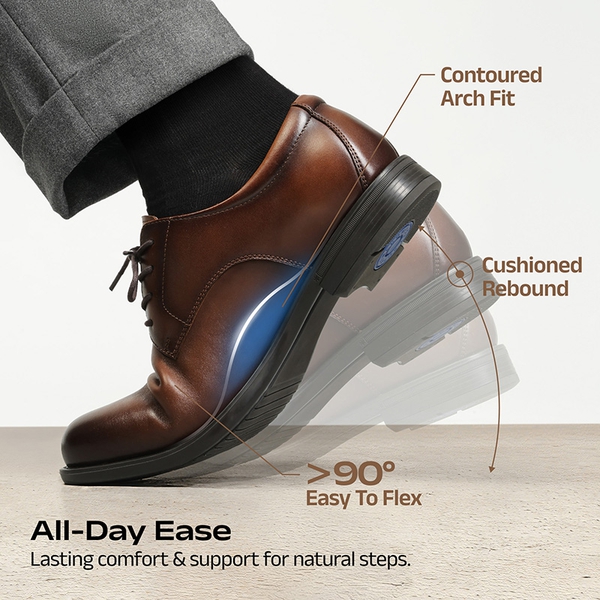 Men's Full-Grain Leather Upper Oxfords - BROWN - 2