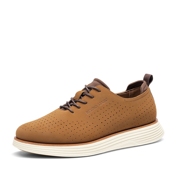 Men’s Smart Casual Oxford Style Sneakers - BROWN/BEIGE -  0