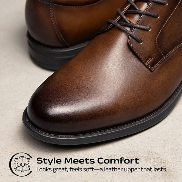 Men's Full-Grain Leather Upper Oxfords - BROWN - 1