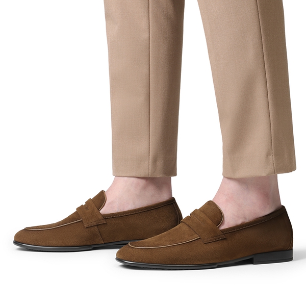 Men's Classic Suede Dress Loafers - TAN - 4