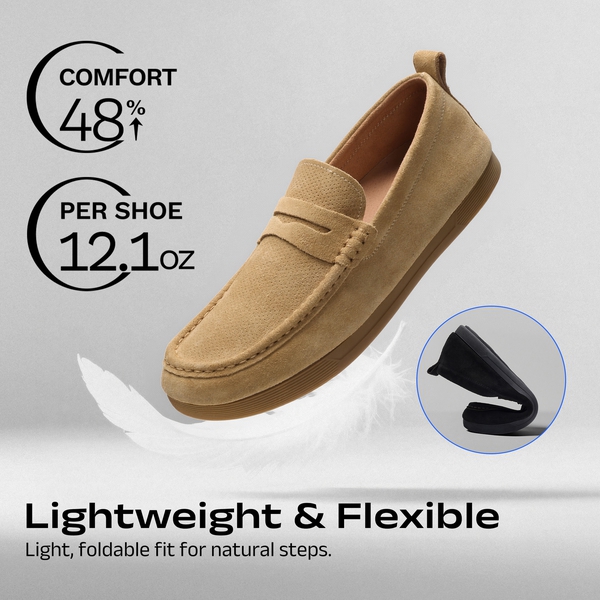 Men's Suede Casual Slip-on Loafers - CAMEL - 5