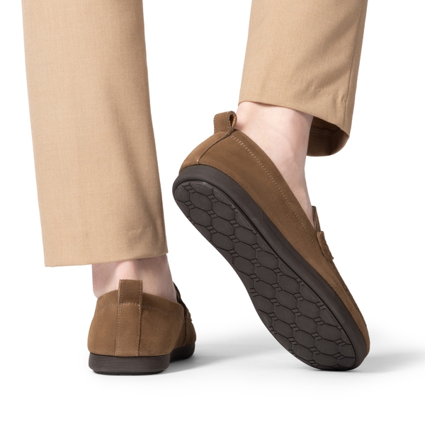 Men's Suede Casual Slip-on Loafers - BROWN - 4