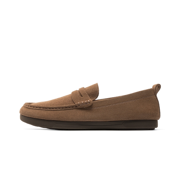 Men's Suede Casual Slip-on Loafers - BROWN - 1