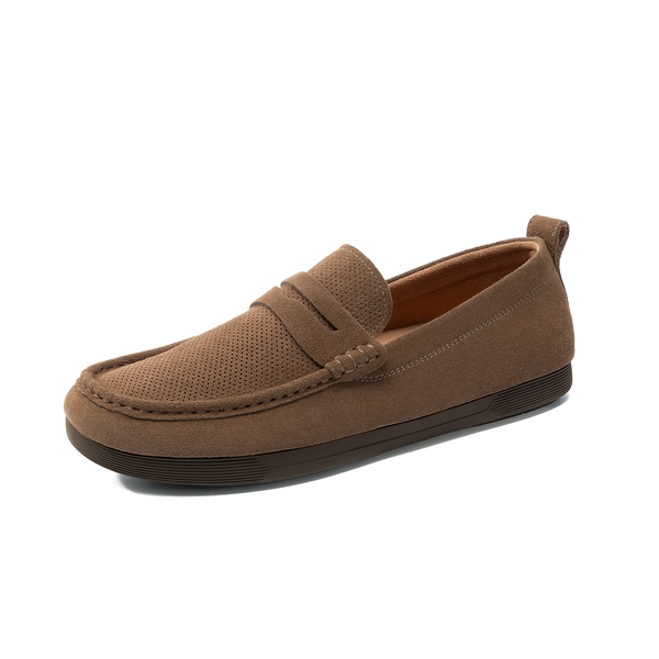 Men's Suede Casual Slip-on Loafers - BROWN -  0