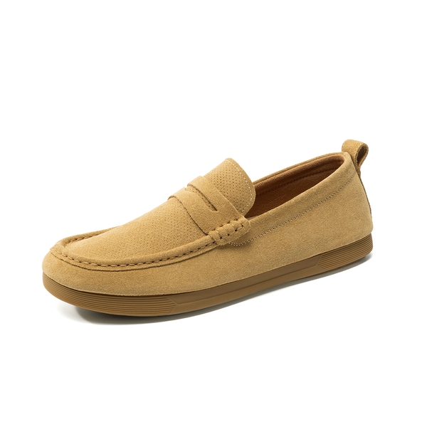 Men's Suede Casual Slip-on Loafers - CAMEL -  0