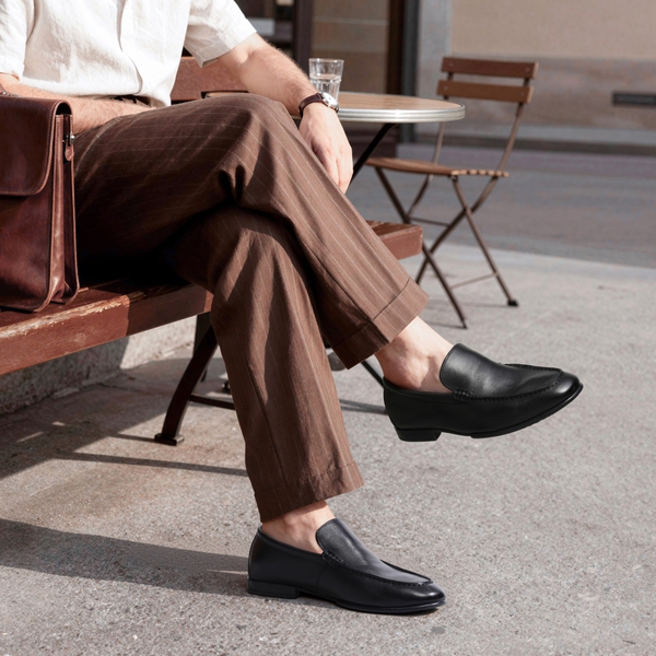 Men's Classic Suede Dress Loafers - BLACK - 2