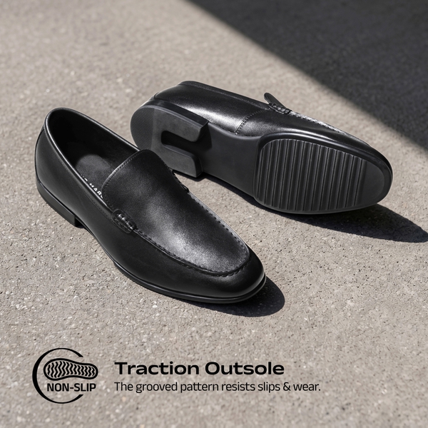 Men's Classic Suede Dress Loafers - BLACK - 1