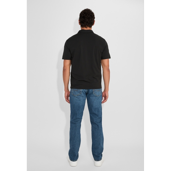 Men’s Breathable Stretch Polo Shirt - BLACK - 2