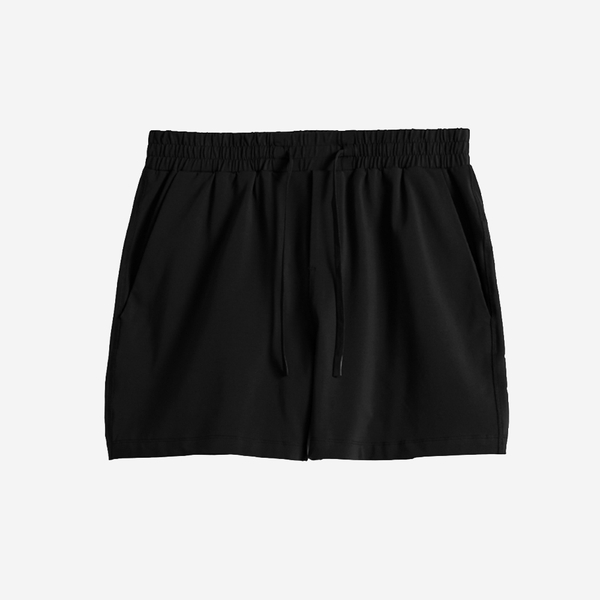Men's Soft Casual Shorts With Elastic Band And Drawstring - BLACK -  0