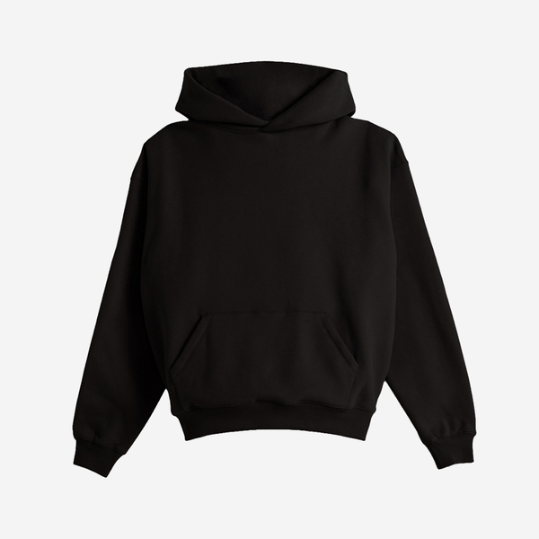 Men's Relaxed Boxy Fit Fleece Hoodie - BLACK -  0