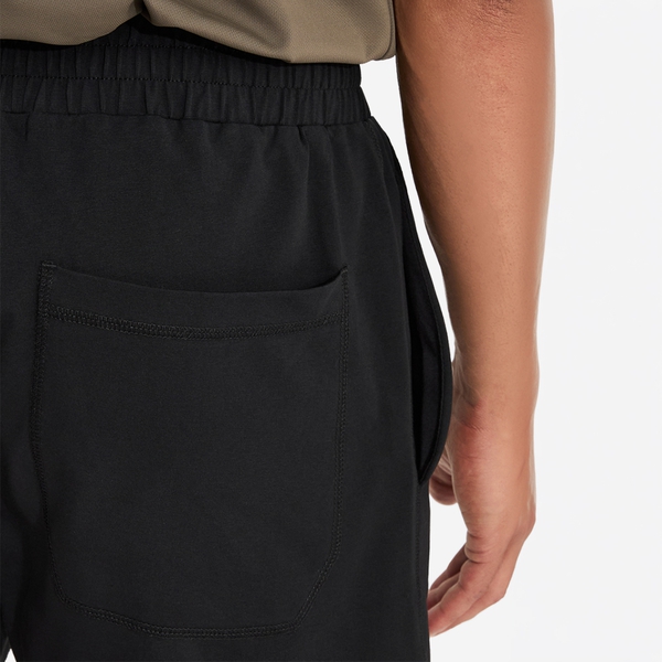 Men's Soft Casual Shorts With Elastic Band And Drawstring - BLACK - 4