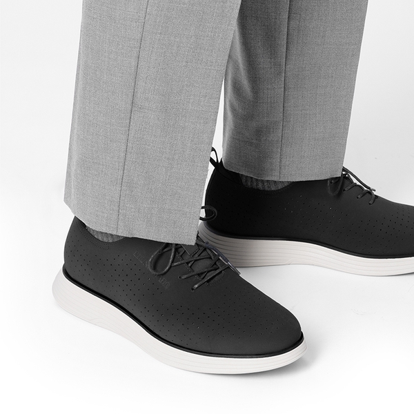Men’s Smart Casual Oxford Style Sneakers - BLACK-NUBUCK - 5