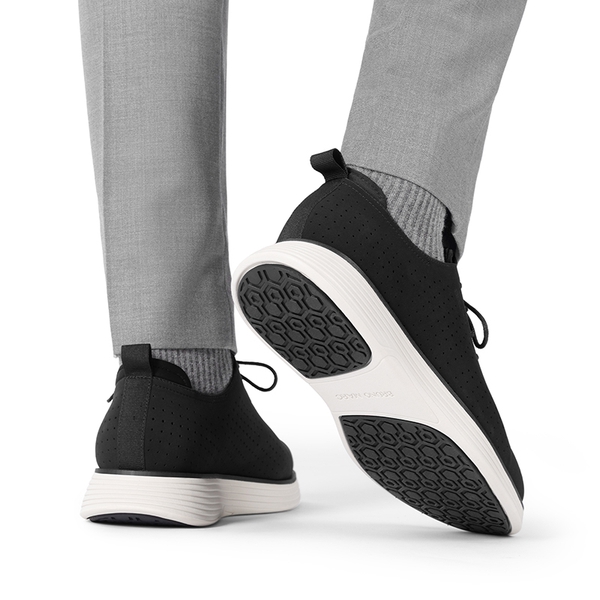 Men’s Smart Casual Oxford Style Sneakers - BLACK-NUBUCK - 6