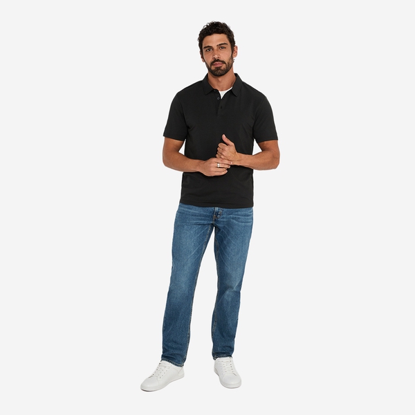 Men's Classic Soft Polo Shirt Business Casual - BLACK - 1