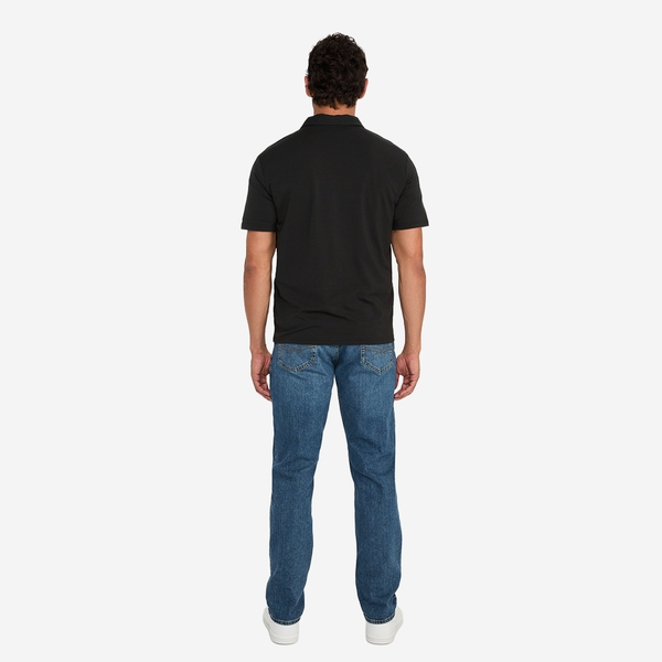 Men's Classic Soft Polo Shirt Business Casual - BLACK - 2