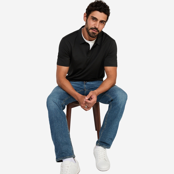 Men's Classic Soft Polo Shirt Business Casual - BLACK - 3