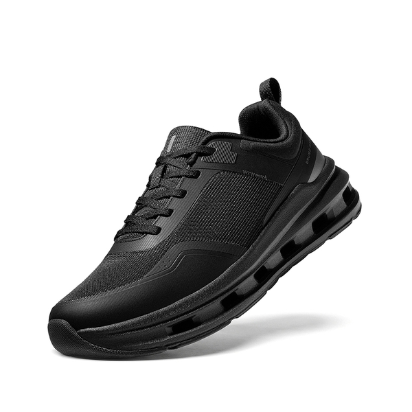 Offroute：Men's Lightweight Cushion Secure Textured Lace Sneakers - ALL BLACK -  0