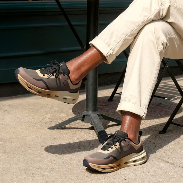 Offroute：Men's Lightweight Cushion Secure Textured Lace Sneakers - BROWN - 3