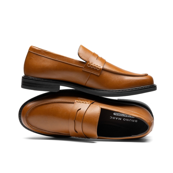 Men's Slip-on Penny Dress Loafers - BROWN - 1