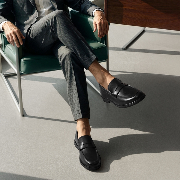 Men's Slip-on Penny Dress Loafers - BLACK - 4