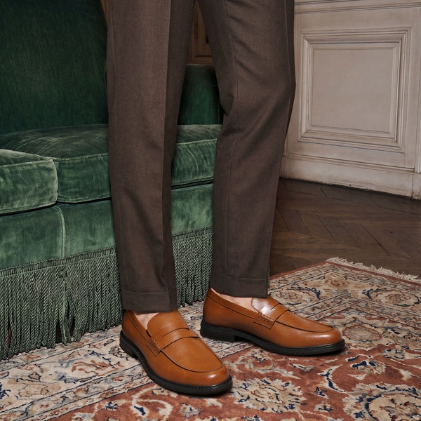 Men's Slip-on Penny Dress Loafers - BROWN - 4