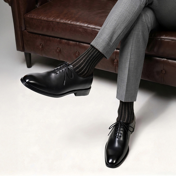 Men's Lace Up Classic Comfort Formal Dress Oxfords - BLACK-PU - 4